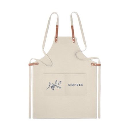 Tablier en coton organique 340 gr/m² personnalisé - NAGPUR Matières : coton biologique Couleurs : beige marquage laser ultra pré