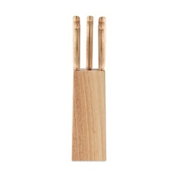 Set de 5 couteaux de cuisine gourmet avec socle - Ustensiles de Cuisine pas cher Matières : bois Couleurs : bois 2