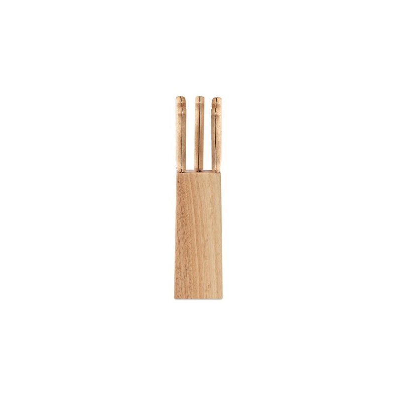 Set de 5 couteaux de cuisine gourmet avec socle - Ustensiles de Cuisine pas cher Matières : bois Couleurs : bois personnalisable