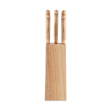 Set de 5 couteaux de cuisine gourmet avec socle - Ustensiles de Cuisine pas cher Matières : bois Couleurs : bois personnalisable