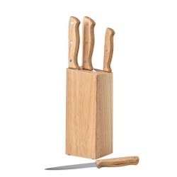 Set de 5 couteaux de cuisine gourmet avec socle - Ustensiles de Cuisine pas cher Matières : bois Couleurs : bois cadeau entrepri
