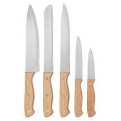 Set de 5 couteaux de cuisine gourmet avec socle - Ustensiles de Cuisine pas cher Matières : bois Couleurs : bois goodies publici