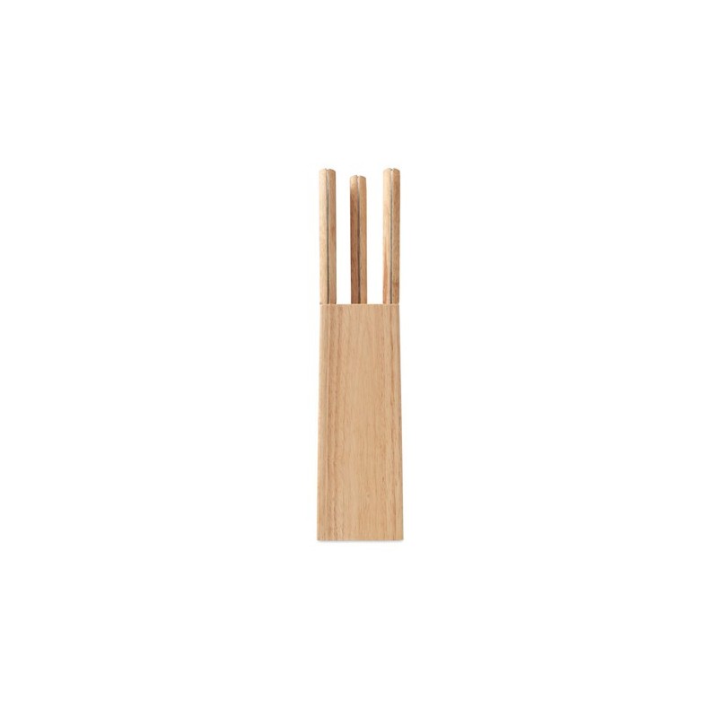 Set de 5 couteaux de cuisine gourmet avec socle - Ustensiles de Cuisine pas cher Matières : bois Couleurs : bois impression haut