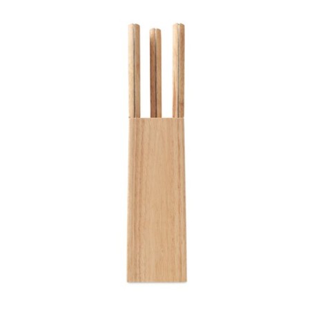 Set de 5 couteaux de cuisine gourmet avec socle - Ustensiles de Cuisine pas cher Matières : bois Couleurs : bois impression haut