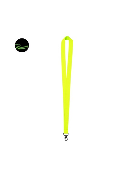Lanyard publicitaire personnalisé Cofmil Matières : polyester Couleurs : orange fluo marquage laser ultra précis