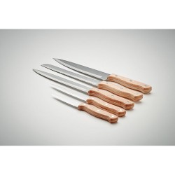 Set de 5 couteaux de cuisine gourmet avec socle - Ustensiles de Cuisine pas cher Matières : bois Couleurs : bois livraison expre