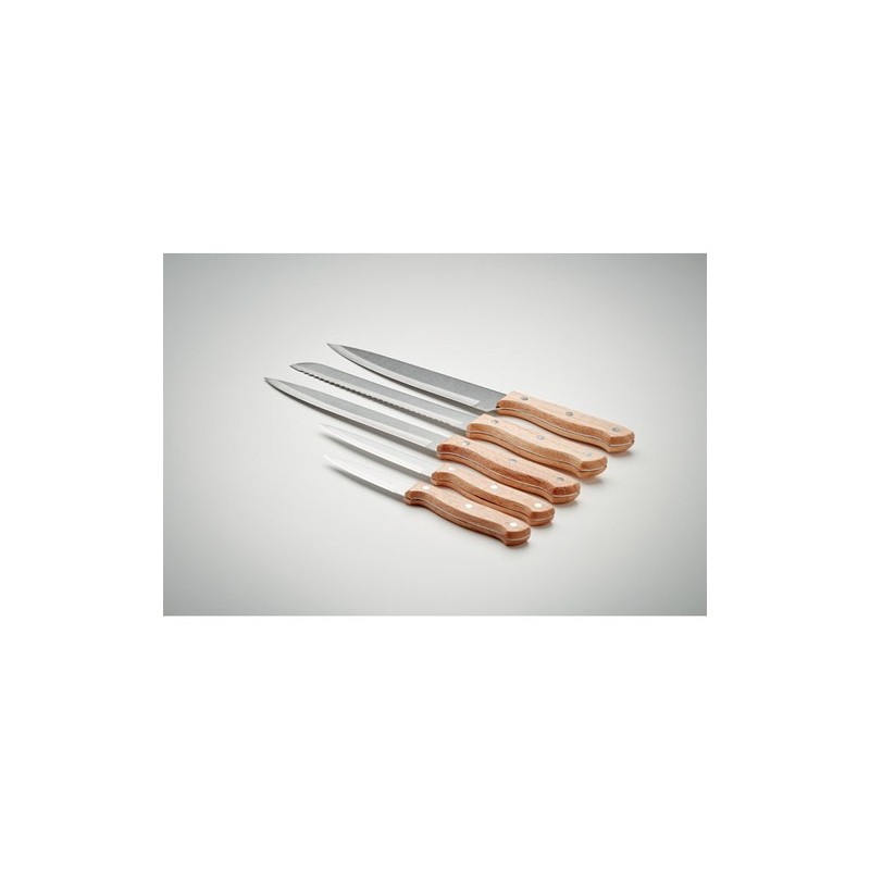 Set de 5 couteaux de cuisine gourmet avec socle - Ustensiles de Cuisine pas cher Matières : bois Couleurs : bois livraison expre