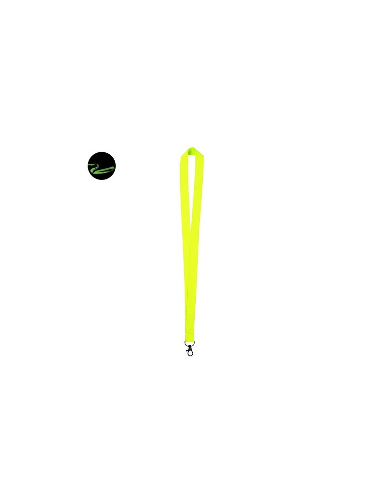 Lanyard publicitaire personnalisé Cofmil Matières : polyester Couleurs : jaune fluo objet promotionnel éco-responsable