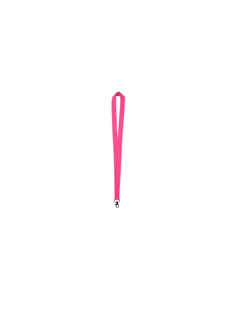 Lanyard publicitaire personnalisé Cofmil Matières : polyester Couleurs : rose fluo cadeau entreprise pas cher