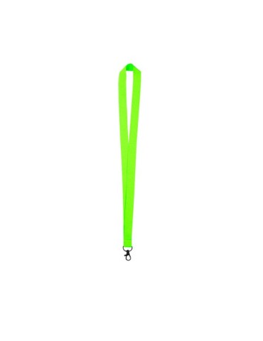 Lanyard publicitaire personnalisé Cofmil Matières : polyester Couleurs : rose fluo marquage laser ultra précis