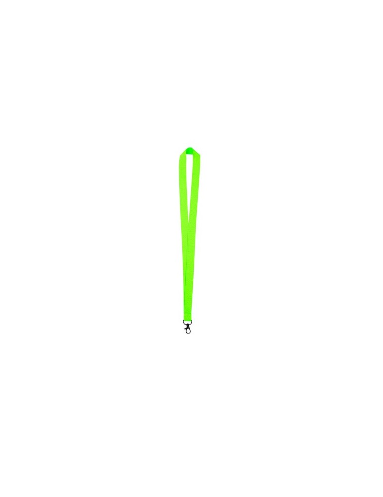 Lanyard publicitaire personnalisé Cofmil Matières : polyester Couleurs : rose fluo marquage laser ultra précis