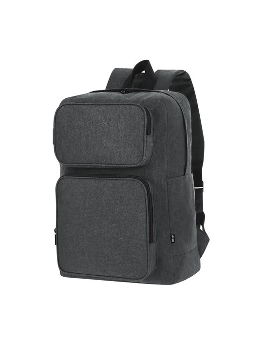 Sac à Dos  personnalisable Necco Couleurs : bleu marine Matières : polyester recyclé objet promotionnel éco-responsable