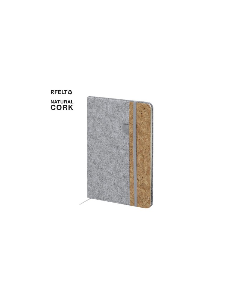 Bloc Notes Publicitaire Éco-responsable Driscol Matières : liège Couleurs : gris clair cadeau entreprise pas cher