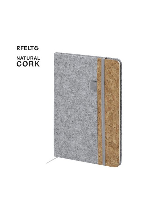 Bloc Notes Publicitaire Éco-responsable Driscol Matières : liège Couleurs : gris clair cadeau entreprise pas cher