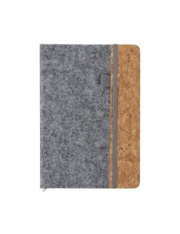 Bloc Notes Publicitaire Éco-responsable Driscol Matières : liège Couleurs : gris clair cadeau affaires élégant