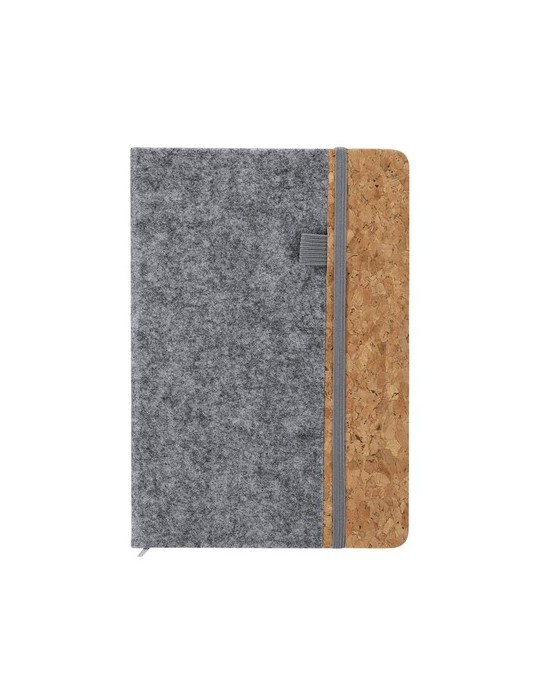 Bloc Notes Publicitaire Éco-responsable Driscol Matières : liège Couleurs : gris clair cadeau affaires élégant