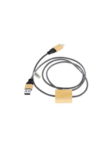Câble de Charge Publicitaire Éco-responsable Segers Matières : bambou Couleurs : naturel cadeau entreprise pas cher