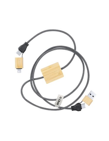 Câble de Charge Publicitaire Éco-responsable Segers Matières : bambou Couleurs : naturel marquage laser ultra précis