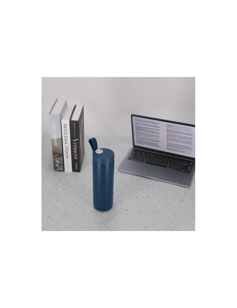 Bidon thermique personnalisé 500 ml Royan Matières : acier inoxydable Couleurs : bleu marine goodies personnalisé en stock