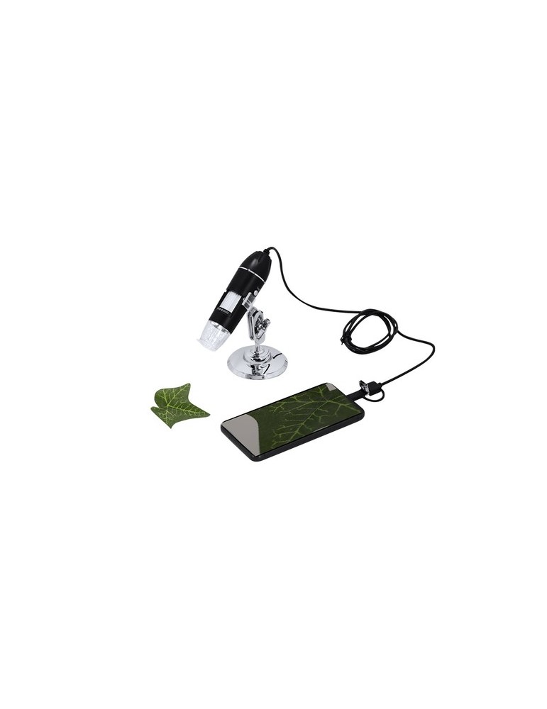 Microscope publicitaire 1600X Patsmi Matières : métal Couleurs : noir impression haute définition