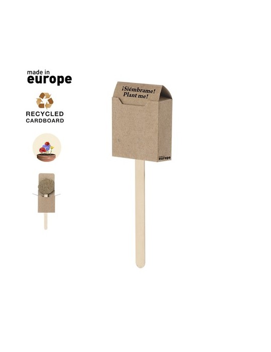 Sucette publicitaire à graines  Ebeldy Matières : carton recyclé Couleurs : naturel personnalisable avec votre logo