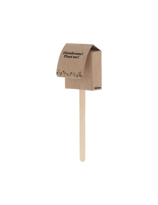 Sucette publicitaire à graines  Ebeldy Matières : carton recyclé Couleurs : naturel cadeau entreprise pas cher