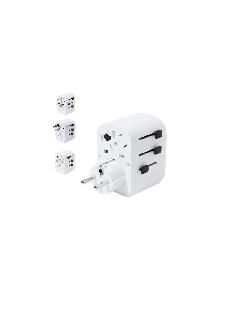 Adaptateur publicitaire de prises Wando Couleurs : blanc personnalisable avec votre logo