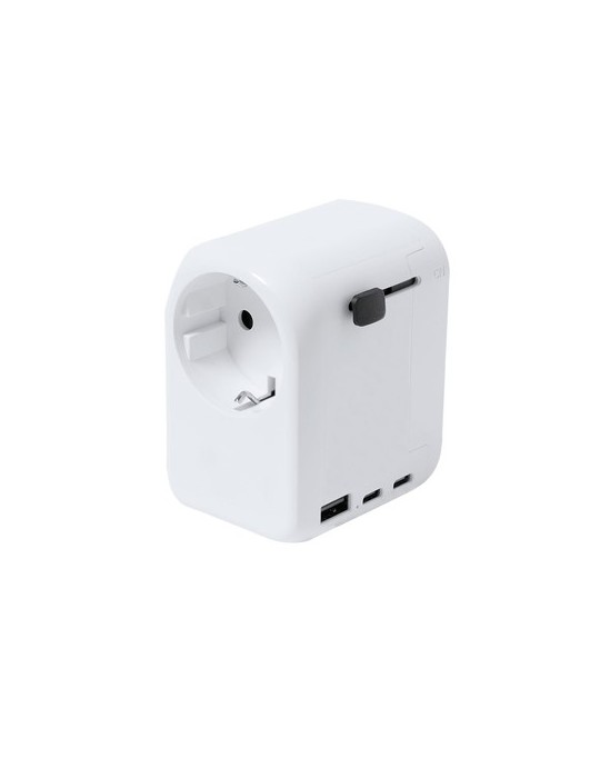 Adaptateur publicitaire de prises Wando Couleurs : blanc cadeau entreprise pas cher