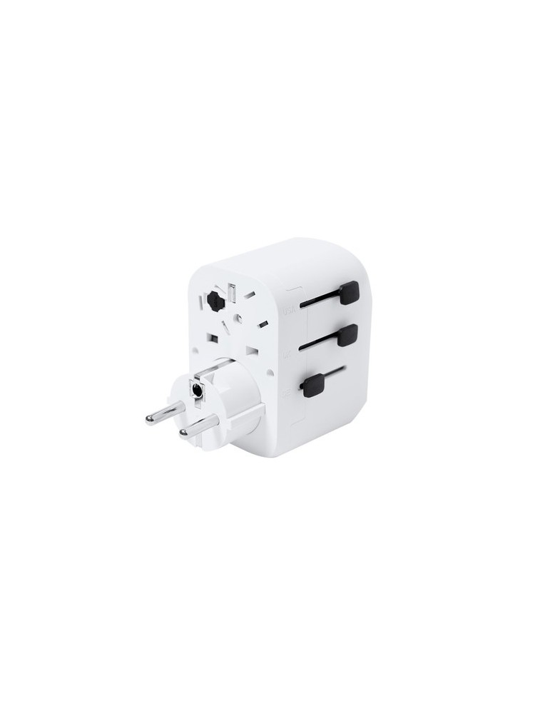 Adaptateur publicitaire de prises Wando Couleurs : blanc marquage laser ultra précis