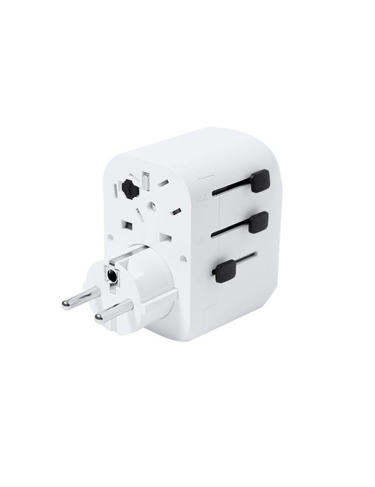 Adaptateur publicitaire de prises Wando Couleurs : blanc marquage laser ultra précis