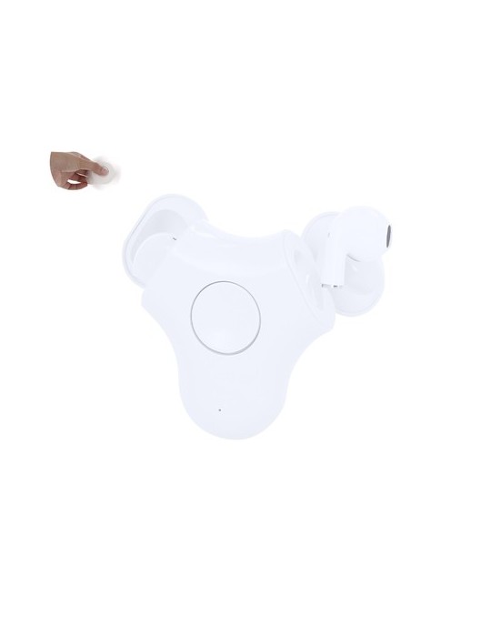 Écouteurs publicitaires s Levin Couleurs : blanc personnalisable avec votre logo