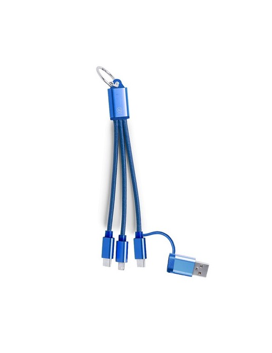 Câble de Charge Publicitaire Éco-responsable Bikoc Matières : aluminium recyclé  Couleurs : bleu cadeau entreprise pas cher