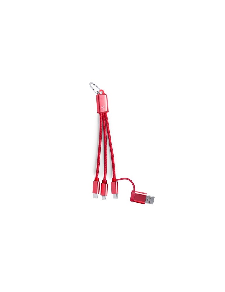 Câble de Charge Publicitaire Éco-responsable Bikoc Matières : aluminium recyclé  Couleurs : rouge personnalisable avec votre log