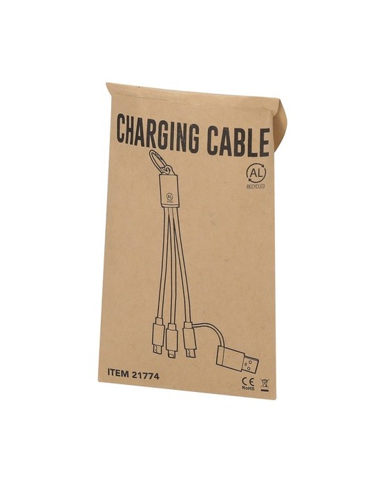 Câble de Charge Publicitaire Éco-responsable Bikoc Matières : aluminium recyclé  Couleurs : rouge accessoire événementiel unique