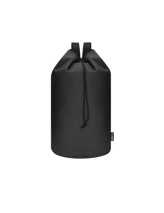 Balluchon  personnalisé Mubar Couleurs : noir Matières : polyester recyclé cadeau entreprise pas cher