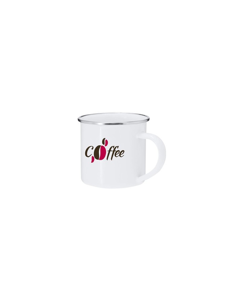 Tasse de sublimation personnalisée Deriox Matières : métal Couleurs : blanc goodies publicitaire événementiel