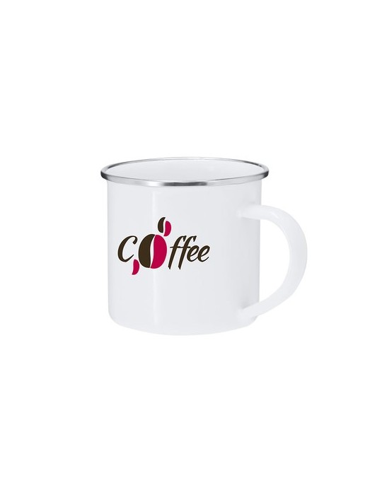 Tasse de sublimation personnalisée Deriox Matières : métal Couleurs : blanc goodies publicitaire événementiel