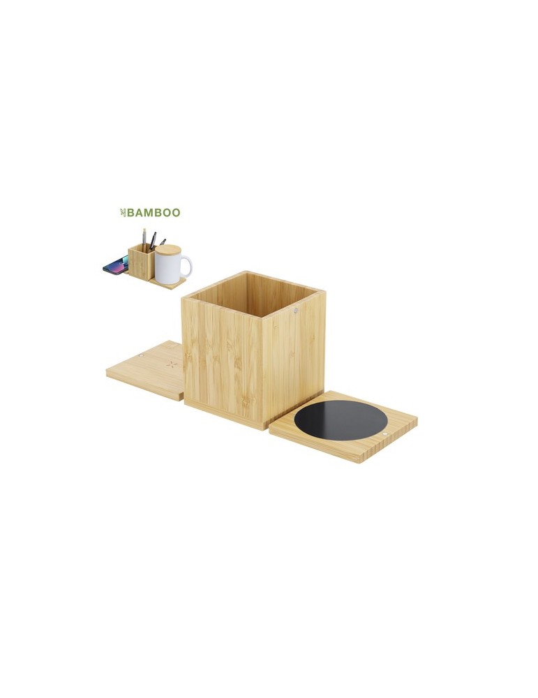 Porte-Crayons Multifonction Éco-responsable Deblik Matières : bambou Couleurs : naturel personnalisable avec votre logo