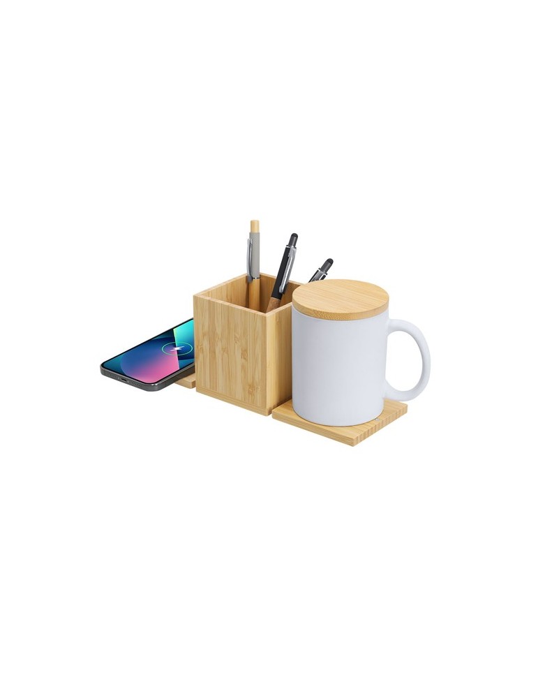 Porte-Crayons Multifonction Éco-responsable Deblik Matières : bambou Couleurs : naturel cadeau entreprise pas cher