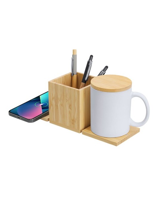 Porte-Crayons Multifonction Éco-responsable Deblik Matières : bambou Couleurs : naturel cadeau entreprise pas cher