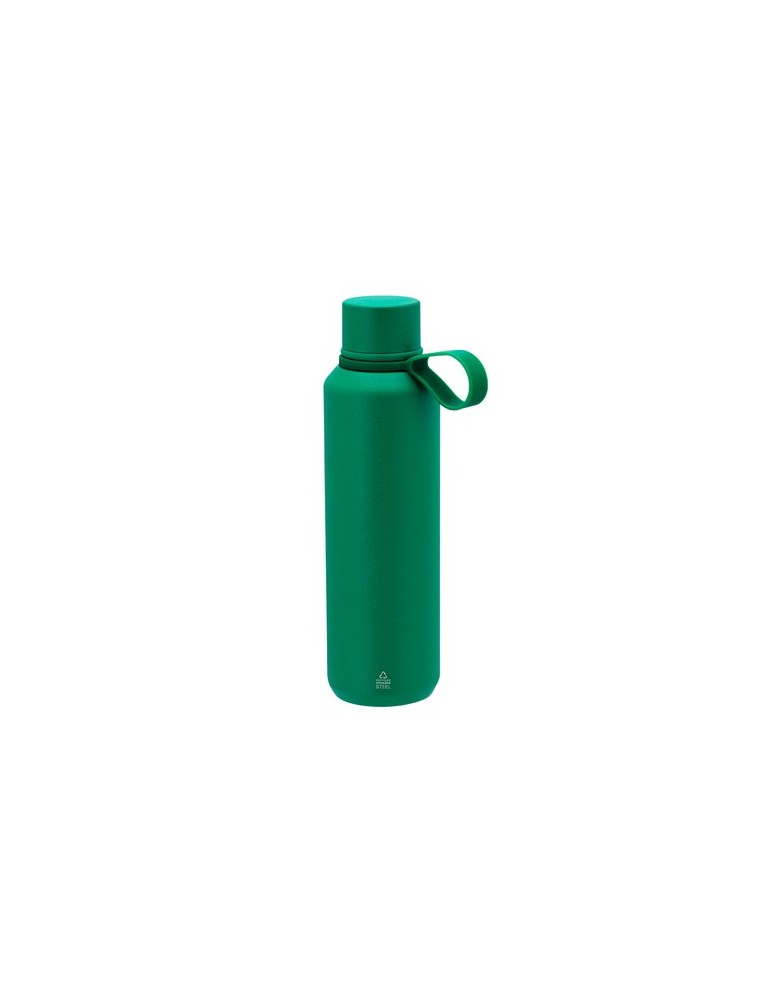 Bidon thermique personnalisé Yomar Couleurs : noir Matières : acier inoxydable recyclé cadeau collaborateur premium