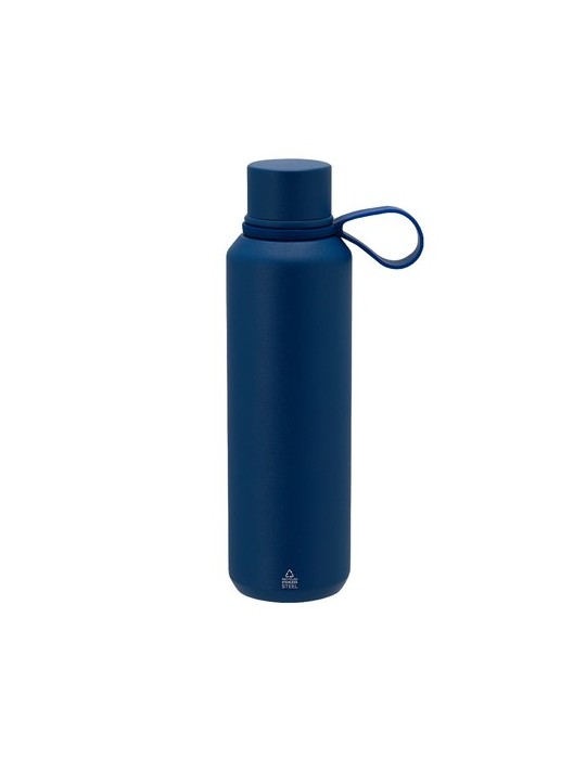 Bidon thermique personnalisé Yomar Couleurs : noir Matières : acier inoxydable recyclé objet promotionnel éco-responsable