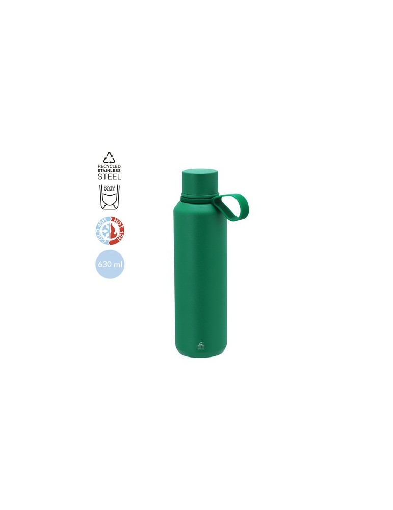 Bidon thermique personnalisé Yomar Couleurs : bleu marine Matières : acier inoxydable recyclé objet promotionnel éco-responsable