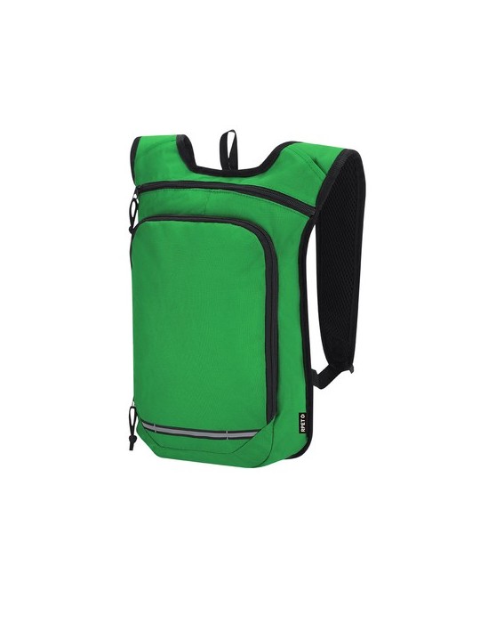 Sac à dos personnalisé  Rinix Couleurs : vert Matières : polyester recyclé impression logo haute qualité