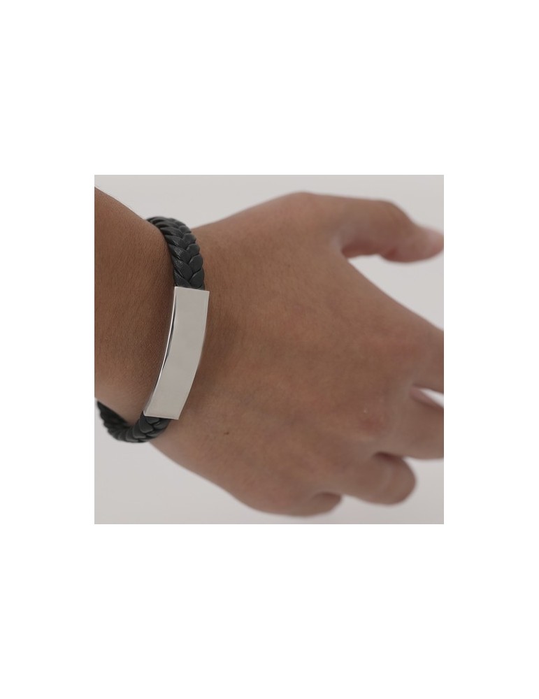 Bracelet Publicitaire Personnalisé Mubark Matières : simili cuir Couleurs : argenté cadeau collaborateur premium