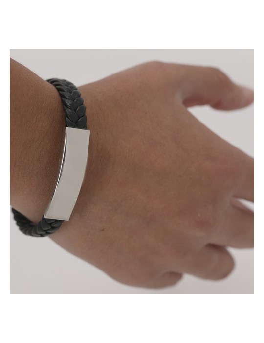 Bracelet Publicitaire Personnalisé Mubark Matières : simili cuir Couleurs : argenté cadeau collaborateur premium