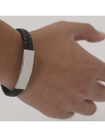 Bracelet Publicitaire Personnalisé Mubark Matières : simili cuir Couleurs : noir personnalisation rapide en France