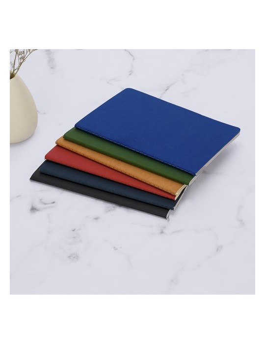 Cahier Publicitaire Éco-responsable Qeton Matières : carton recyclé Couleurs : bleu impression logo haute qualité