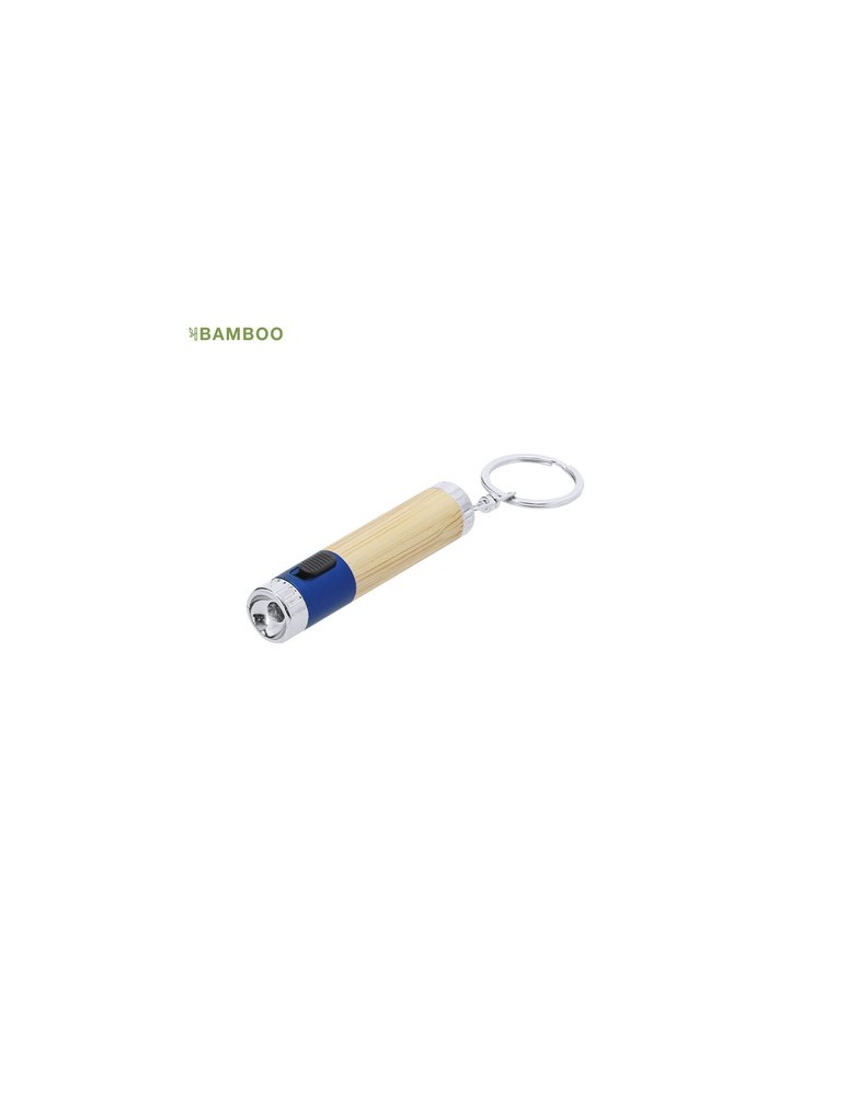 Porte-Clés Éco-responsable avec Lampe Zungux Matières : bambou Couleurs : bleu impression haute définition