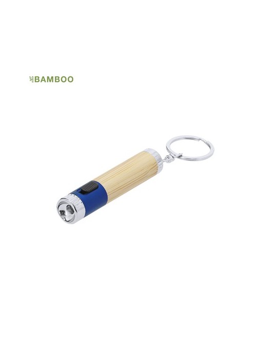 Porte-Clés Éco-responsable avec Lampe Zungux Matières : bambou Couleurs : bleu impression haute définition
